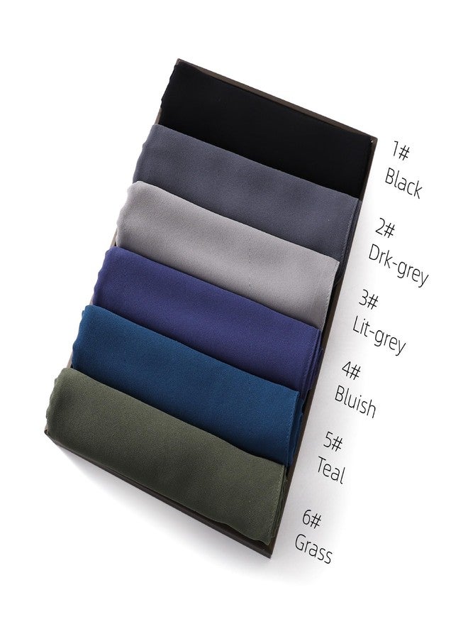 HURESON Chiffon Hijab Scarf Head Wrap Lightweight Scarves for Women Pashmina Shawls and Wraps for Evening Dresses Solid Color (Black 1#) - Image 2